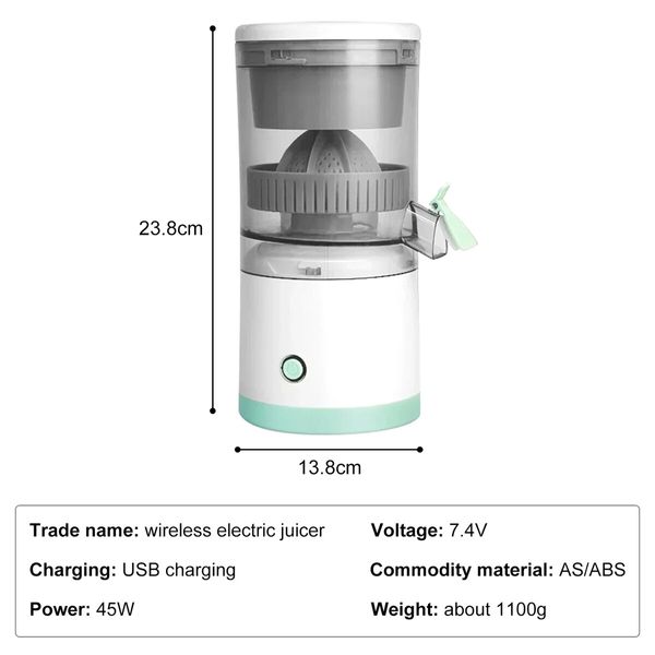 Portable Electric Juicer Orange Juice Squeezer Fruit Juicer Household Orange Lemon Blender USB Charging Kitchen