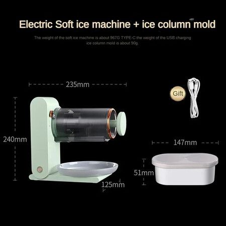 Electric Ice Crusher Countertop Portable Stainless Steel Snow Cone Maker for Home Use Party Kitchen Restaurants Cocktails