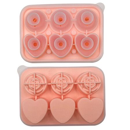 2p Rose Ice Cube Mold, Heart Shapes Ice Cube Tray, Silicone Ice Mold Fun Shapes3 Heart & 3 Rose Ice Balls for Chilling Whiskey Cocktails Drinks