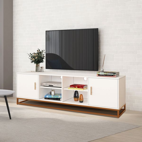 TV Stand Media Console Modern Storage Table Entertainment Centre Hidden Compartments Open Shelves