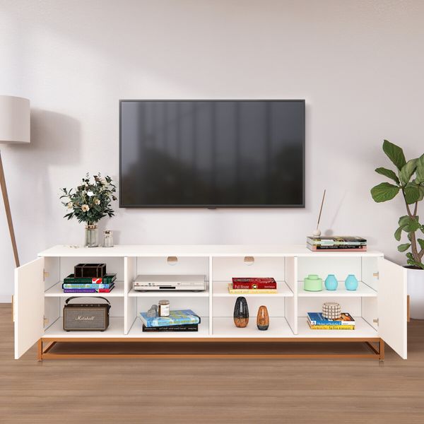 TV Stand Media Console Modern Storage Table Entertainment Centre Hidden Compartments Open Shelves