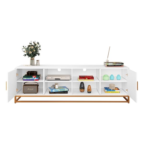 TV Stand Media Console Modern Storage Table Entertainment Centre Hidden Compartments Open Shelves