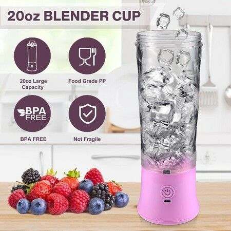 Portable Smoothies Blender,USB Juice Cup,Shakes Blender,Baby Food Mixing Machince with 6 Blades Rechargeable Battery,for Home,Travel,Office(Purple)