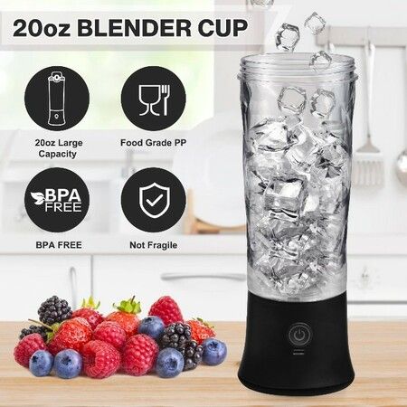 Portable Smoothies Blender,USB Juice Cup,Shakes Blender,Baby Food Mixing Machince with 6 Blades Rechargeable Battery,for Home,Travel,Office(Black)