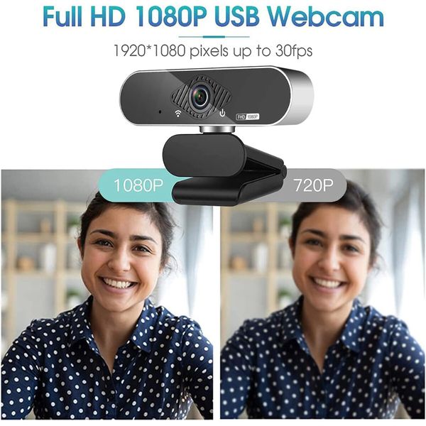 Webcam,1080P Pro HD Webcam with Stereo Microphone,110 Degree Wide Angle,Privacy Cover,Tripod,for Conferencing,Live Streaming,Recording