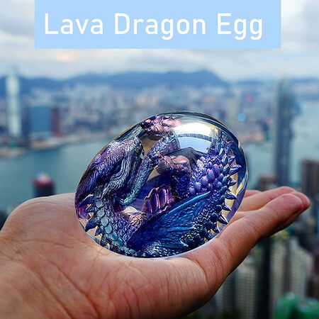 Lava  Eggs Clear Egg Resin Sculpture Handmade Fire Pocket Souvenir