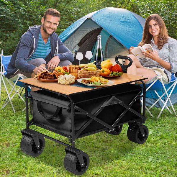 Folding Wagon Cart Beach Picnic Garden Utility Trolley Trailer Barrow Market Grocery Shopping Sports Outdoor Camping Luggage Collapsible 150kg