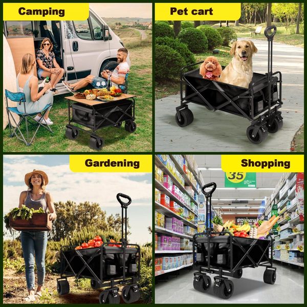 Folding Wagon Cart Beach Picnic Garden Utility Trolley Trailer Barrow Market Grocery Shopping Sports Outdoor Camping Luggage Collapsible 150kg