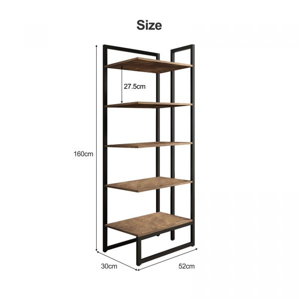 Bookshelf Display 6 Tier Shelf S Shape CD DVD Photo Storage Media Rack Plant Ornament Holder Metal Shelving Room