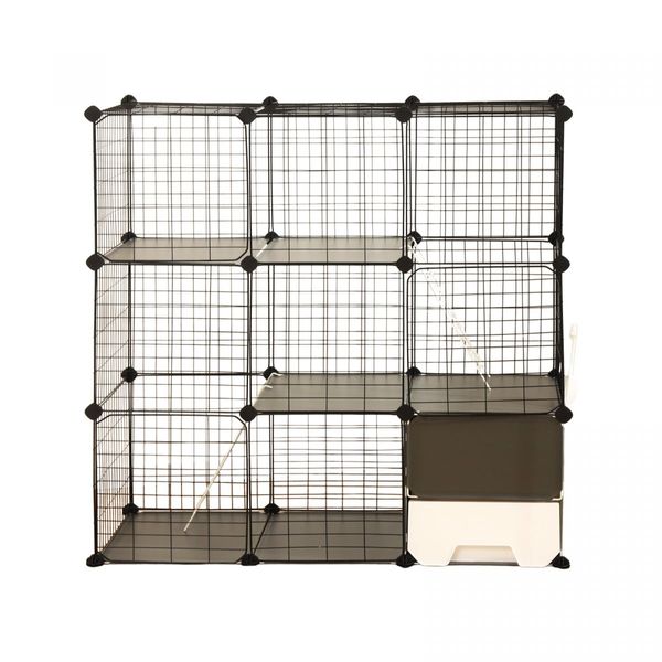 3 Tier Cat Enclosure Cage Large DIY Pet Crate Rabbit Hutch Ferret Kitten Bunny House Fence Kennel Kitty Playpen with Litter Box Platforms Ramps