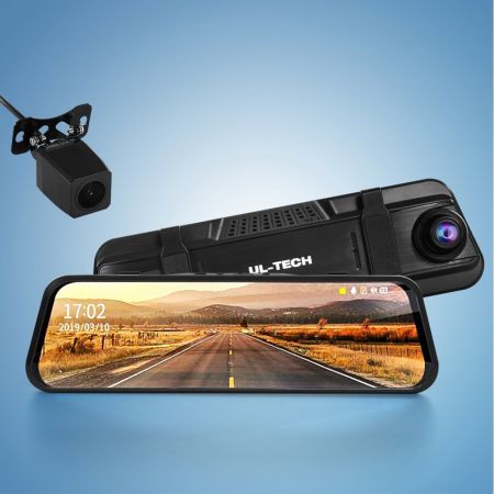 UL-tech Dash Camera 1080P 9.66 inch Front and Rear View Cam Car DVR Reverse Recorder