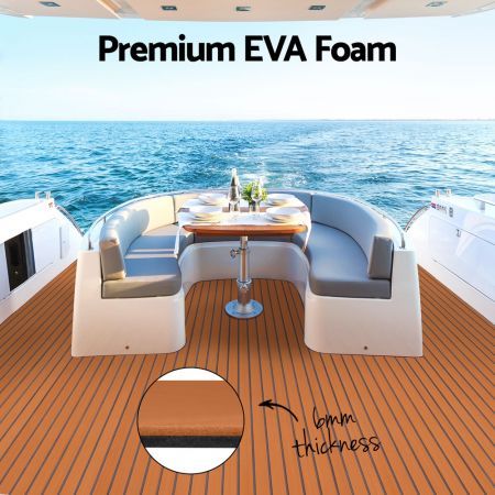 Seamanship EVA Foam Boat Flooring Mat Decking Sheet 240x90x0.6cm Dark Brown