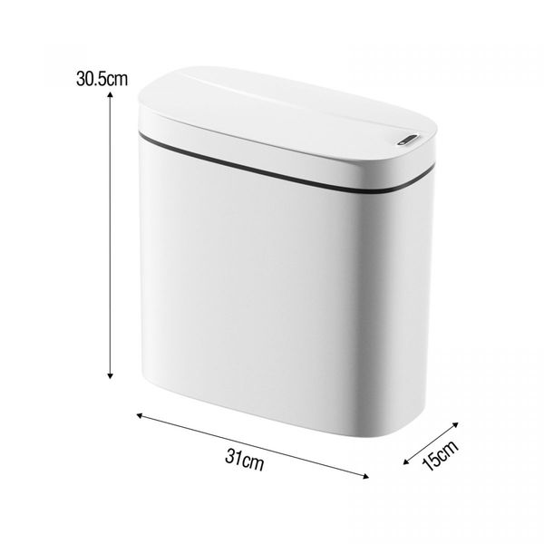 Smart Trash Bin 14L Rubbish Recycling Waste Bin Sensor Automatic Motion Toliet Basket Kitchen Garbage Can White