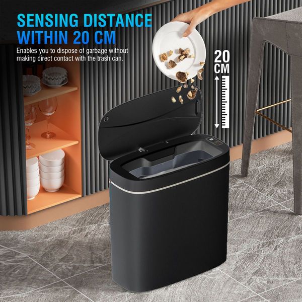 Smart Trash Bin 14L Rubbish Recycling Waste Bin Sensor Automatic Motion Toliet Basket Kitchen Garbage Can Grey