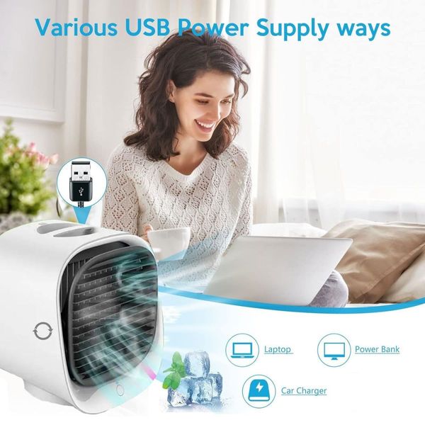 Portable Air Conditioner Fan - Mini Evaporative Air Conditioner Personal With 3 Wind Speed - Portable Air Cooler For Home Bedroom Office Table & Desktop