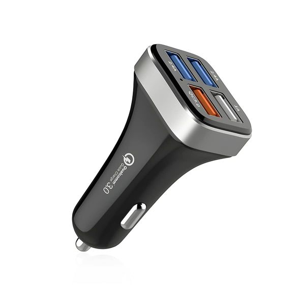 USB Car Charger Adapter, 4 Ports QC3.0 Cell Phone Fast Charger, Smart Quick   for Cigarette Lighter, Compatible with iPhone  All Smartphones