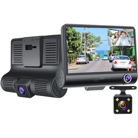 Car Dvr 4 Inch 3 Camera Lens Dashcam FHD 1080P Auto Video Recorder Dash Cam(TF Card is Not Included)