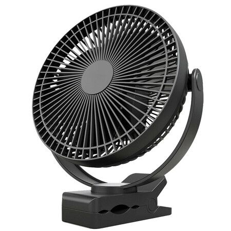 10000mAh 8-Inch Rechargeable Battery Operated Clip on Fan, Air Circulating USB Fan,Portable for Out Camping Tent Beach Car Col Black