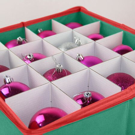 64 Christmas Ornament Storage Box with Dual Zipper Closure Box Contributes Slots Color random sent