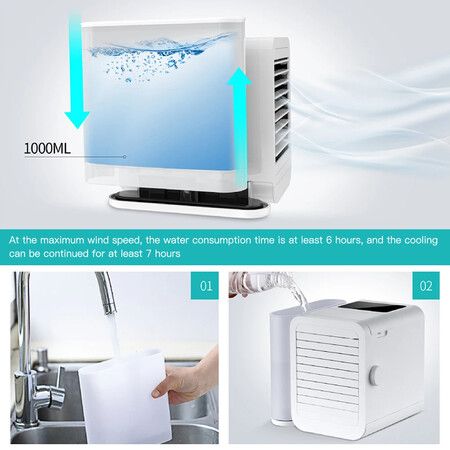 Mini Portable Air Conditioner Fan Cooler 1000ML Cooling Touch-Screen 99-speed Humidifier Household