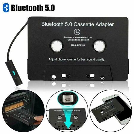 Car Audio Bluetooth Wireless Cassette Receiver,Tape Player Bluetooth 5.0 Cassette Aux Adapter,Black