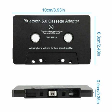 Car Audio Bluetooth Wireless Cassette Receiver,Tape Player Bluetooth 5.0 Cassette Aux Adapter,Black