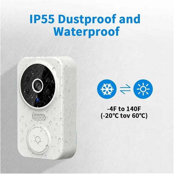 (White)M8 Wireless Doorbell Camera, Smart Video Doorbell Camera Visible Doorbells,HD IR Night Vision Surveillance Doorbell