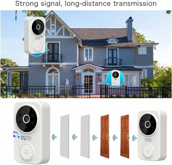 (White)M8 Wireless Doorbell Camera, Smart Video Doorbell Camera Visible Doorbells,HD IR Night Vision Surveillance Doorbell