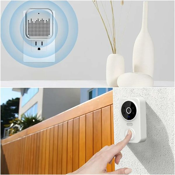 (White)M8 Wireless Doorbell Camera, Smart Video Doorbell Camera Visible Doorbells,HD IR Night Vision Surveillance Doorbell