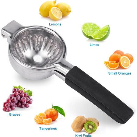 Stainless Steel Lemon Squeezer,Manual Lemon Squeezer with Silicone Handle, Juicer and Fruit Squeezer for Small Oranges(8.5*23 CM)