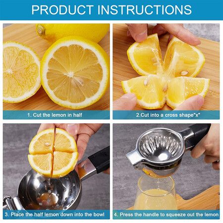 Stainless Steel Lemon Squeezer,Manual Lemon Squeezer with Silicone Handle, Juicer and Fruit Squeezer for Small Oranges(8.5*23 CM)