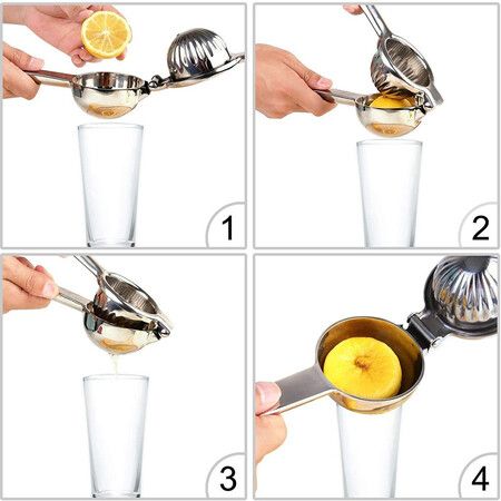 Stainless Steel Lemon Squeezer,Manual Lemon Squeezer with Silicone Handle, Juicer and Fruit Squeezer for Small Oranges(8.5*23 CM)