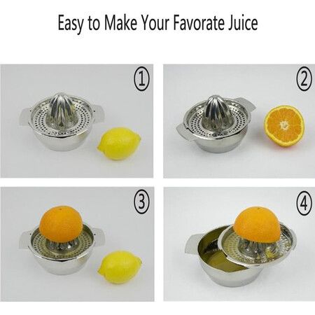 Stainless Steel Manual Fruit Juicer for Lemon, Orange with Strain Container