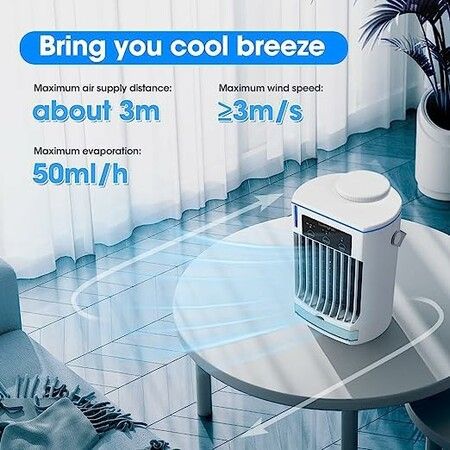 Portable Air Conditioners,Portable ac with 3 Speeds,Ultrasonic Mist Maker & Blue Light, Desk Fan with 500ML Tank for Home Office Camping