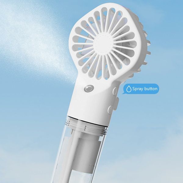 Portable Fan, Handheld Fan with Water Mist Spray Desk Fan 4 Speed Face Steamer Fan USB Spray Cooling Fans with Clear Water Tank for Outdoor Indoor White