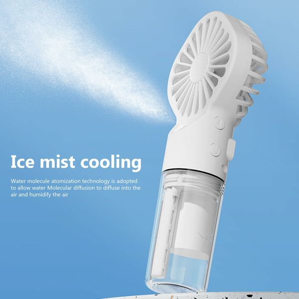 Portable Fan, Handheld Fan with Water Mist Spray Desk Fan 4 Speed Face Steamer Fan USB Spray Cooling Fans with Clear Water Tank for Outdoor Indoor White