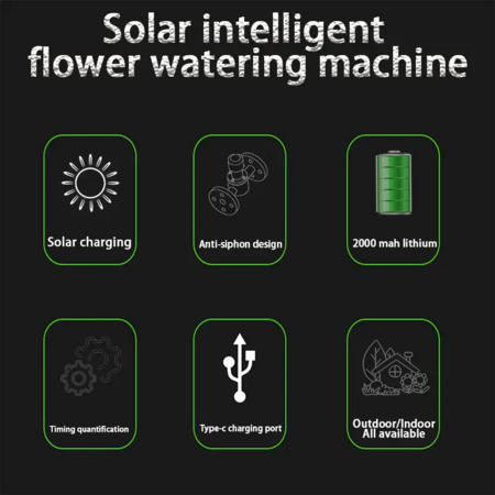 Solar Energy Intelligent Automatic Watering Device Timer System Garden Drip Irrigation Device for 15 Potted Plants in Green House, Garden, Balcony