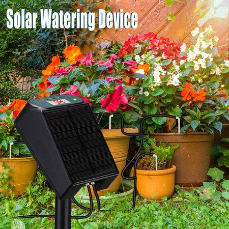 Solar Energy Intelligent Automatic Watering Device Timer System Garden Drip Irrigation Device for 15 Potted Plants in Green House, Garden, Balcony