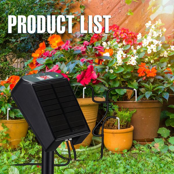 Solar Energy Intelligent Automatic Watering Device Timer System Garden Drip Irrigation Device for 15 Potted Plants in Green House, Garden, Balcony