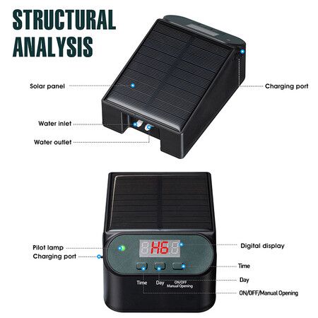 Solar Energy Intelligent Automatic Watering Device Timer System Garden Drip Irrigation Device for 15 Potted Plants in Green House, Garden, Balcony