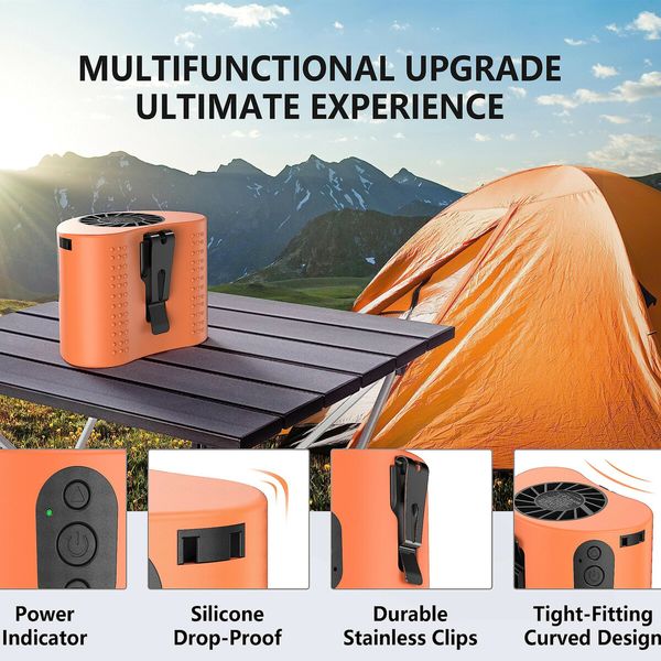 Portable Waist Rechargeable Neck Fan for Outdoor Work Factory Warehouse,Travel, Hiking(Orange)