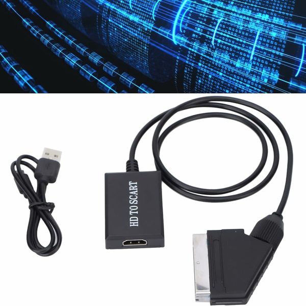 HDMI to SCART Converter, HD Digital Video HDMI to Analog Video and L R Audio Adapter Support DVI