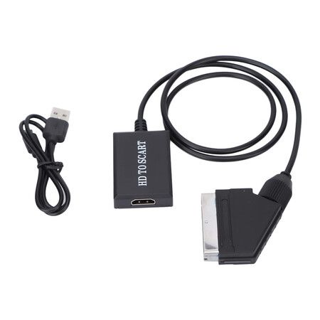 HDMI to SCART Converter, HD Digital Video HDMI to Analog Video and L R Audio Adapter Support DVI