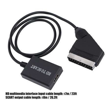 HDMI to SCART Converter, HD Digital Video HDMI to Analog Video and L R Audio Adapter Support DVI