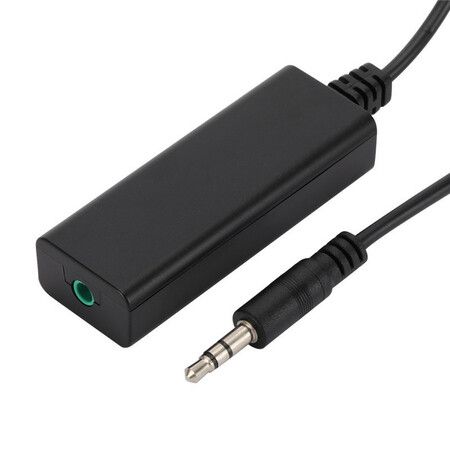 Ground Loop Noise Isolator for Car Audio, Home Stereo System with Jack 3.5mm Audio Cable (Black)