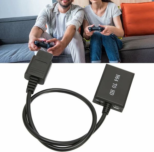 N64 to HDMI Converter Adapter, Support Game Console to HDTV Adapter HDMI Link Cable for N64 SNES NGC SFC, Plug and Play