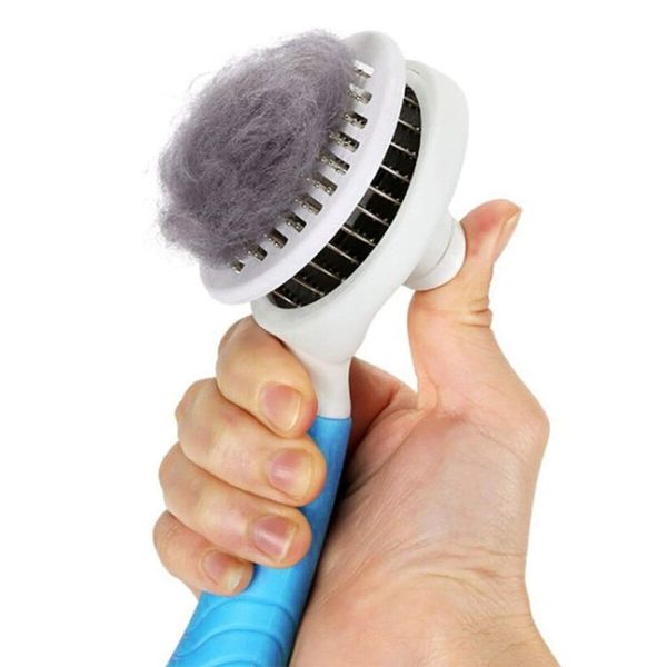 Cat Grooming Brush, Self Cleaning Slicker Brushes for Dogs Cats Pet Grooming Brush Tool (BLUE)