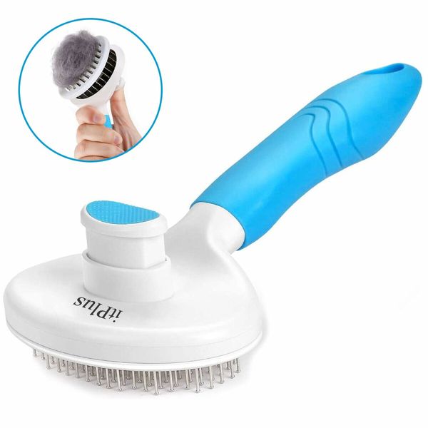 Cat Grooming Brush, Self Cleaning Slicker Brushes for Dogs Cats Pet Grooming Brush Tool (BLUE)