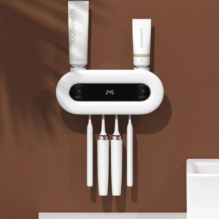 Smart Induction UV Light Toothbrush Holder Sterilizer Toothbrush Cleaner Wall Mount Storage Box