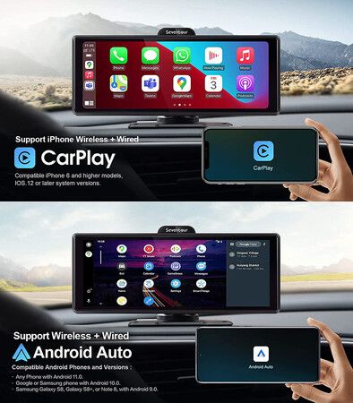 64G Android OS Wireless Apple Carplay Android Auto with Dash Cam 10 26 Carplay Screen with GPS Navigation Mirror Link Backup Camera Loop